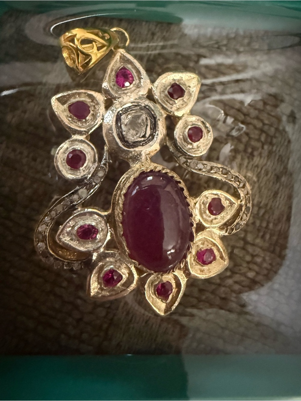Antique tourmaline and diamond pendant （silver）